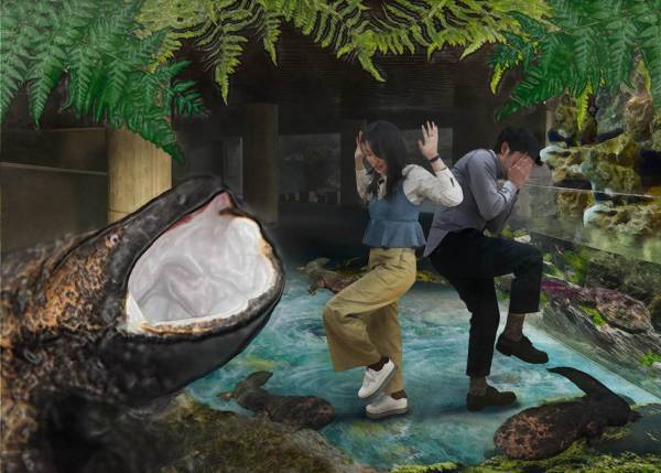 京都水族館、デジタル映像技術でオオサンショウウオの生態に触れる企画展「京都水族館ぬめぬめワールド」