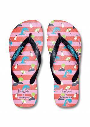 ハッピーソックス×ハワイアナスのビーチサンダル、夏×冬MIXモチーフの足袋ソックスとセットで