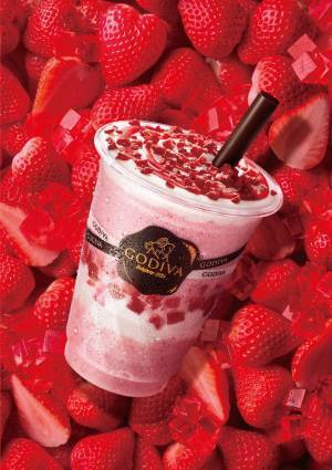 ゴディバのショコリキサーに新作「ホワイトチョコレート ストロベリーデラックス」イチゴ尽くしの一杯
