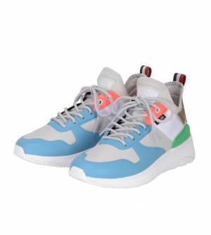 パラディウム×ネ・ネットのスニーカー、80年代風マルチカラー×異素材コンビのアッパー