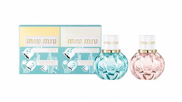 「ミュウミュウ ミニミュウ セット」ミニサイズのフレグランスをセットに、マテラッセを配したミニボトル