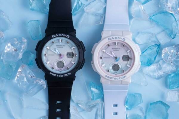 BABY-G「ビーチ・トラベラー・シリーズ」貝殻モチーフの新作時計、幻想的なネオンカラーが光る文字盤