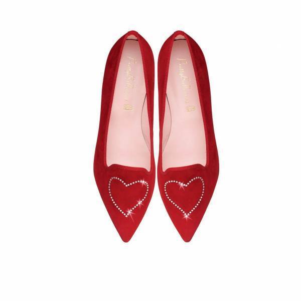 プリティ・バレリーナ19年秋冬新作シューズ、艶エナメル＆温かスエードのリボン付きバレエシューズ