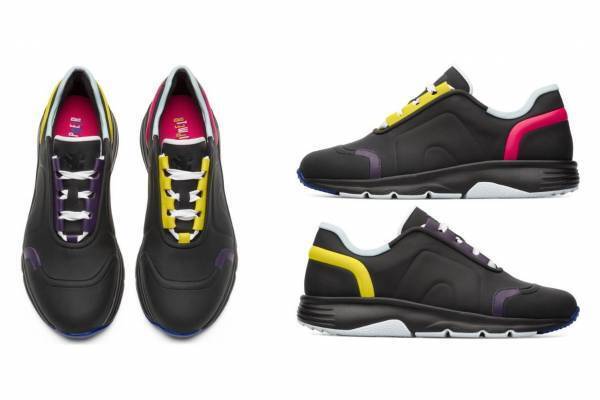 カンペールの“左右非対称”シューズ「ツインズ」に新作、レインボーパイピングを配して