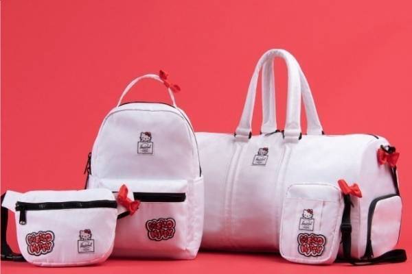 ハローキティ×ハーシェル サプライ、リボンをあしらったバックパックやショルダーバッグなど