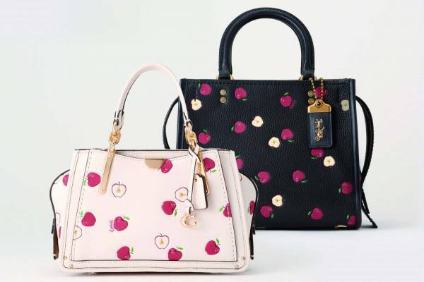 コーチ「アップル プリント」日本限定発売、リンゴを散りばめた"ローグ"バッグやウォレット