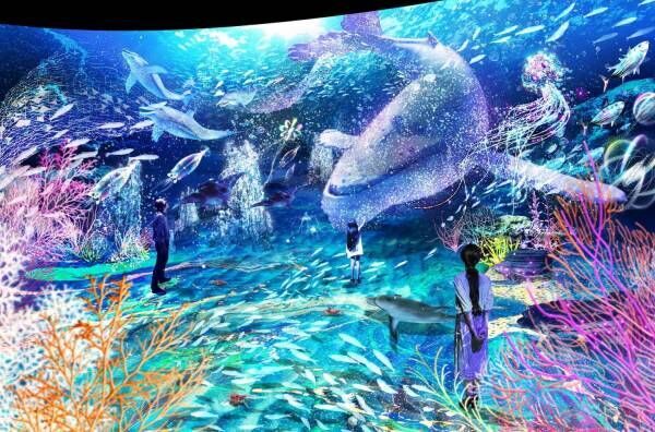 「オーシャン バイ ネイキッド 光の深海展」横浜アソビルで、極彩色の深海世界を巡るデジタルアート