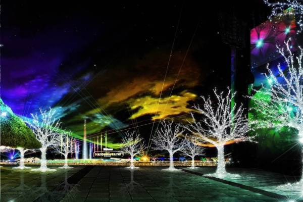 大井競馬場「トウキョウ メガ イルミネーション 2019-2020」オーロラの森や虹色の噴水など