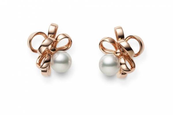 ミキモト “立体リボン”の新ジュエリー、アコヤパール＆ダイヤモンドのピアスやリング