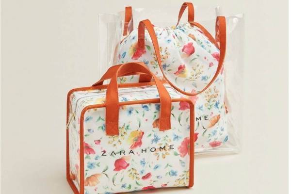 ZARA HOME日本限定バッグ、カラフルフラワー柄トート＆巾着付きPVCバッグ