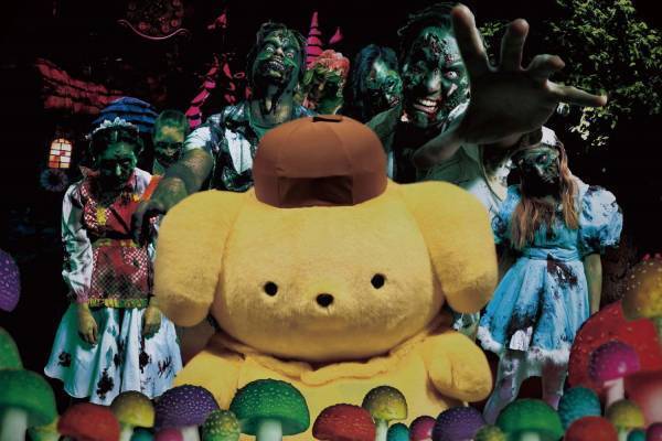ポムポムプリンのお化け屋敷がサンリオピューロランドで、閉館後のパーク内がゾンビだらけに
