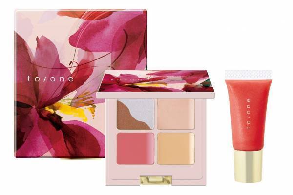 「トーン」のクリスマスコフレ2019、ベース＆カラーメイク4種入りのパレット＆リップグロス