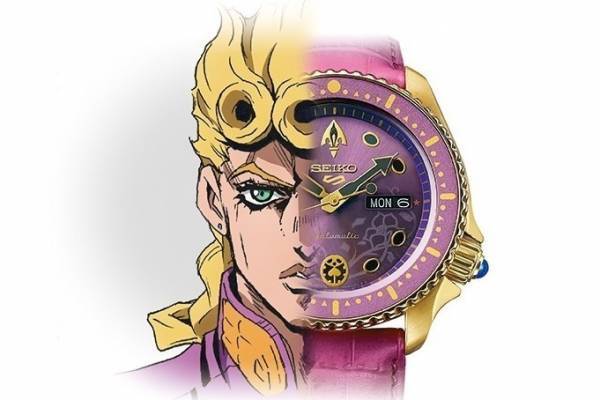 セイコー 5スポーツ×「ジョジョの奇妙な冒険 黄金の風」の腕時計、本体＆スタンドを表現した全8モデル