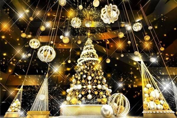 グランフロント大阪のクリスマス、約8mの巨大ツリーやシャンパンゴールドイルミネーション