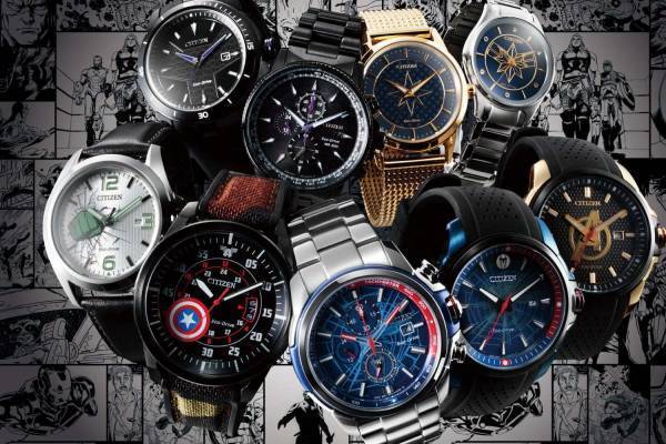 シチズン「マーベル」モチーフの新作腕時計、アベンジャーズロゴやスパイダーマンのクモの巣を文字板に
