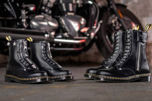 ドクターマーチン×ショットのブーツ、“星のスタッズ”などライダースジャケットのディテールを採用