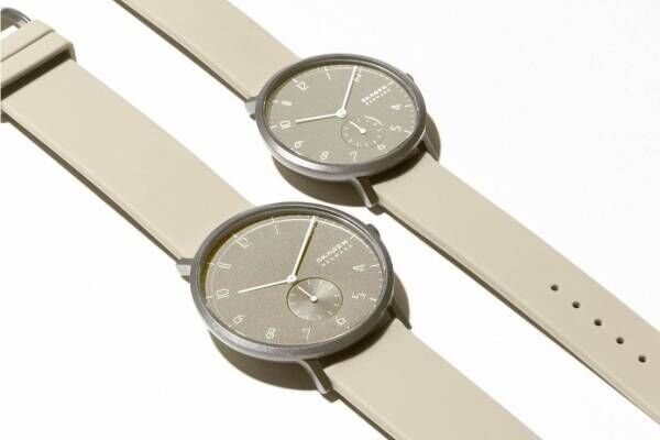 スカーゲンより限定“モカ”カラーの腕時計、人気モデルを淡いニュアンスカラーのワントーンで
