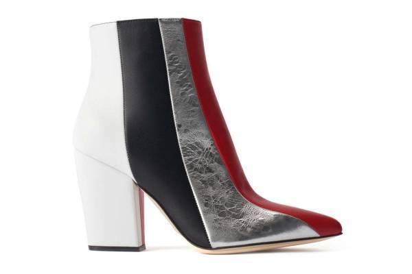 セルジオ ロッシ“パッチワーク ストライプ”の新作シューズ、異素材組み合わせのブーツやパンプス