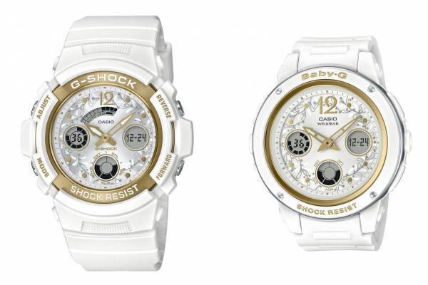 G-SHOCKとBABY-Gのクリスマス限定ペアウオッチ、“天使と悪魔”を配した白＆黒の2モデル