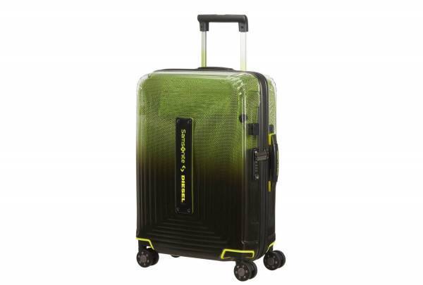 ディーゼル×サムソナイトのキャリーケース、ブラックからクリアに変化するグラデーションカラー