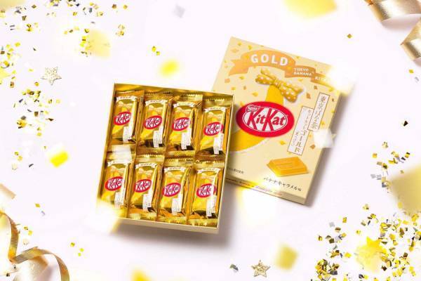 キットカットの東京ばな奈コラボ“キャラメル×バナナ”の新フレーバー、香り引きたつ“ゴールド”チョコで