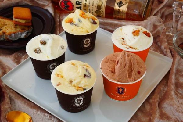 マリオジェラテリアの“ラム酒”ジェラート新作5種、ザクザク食感クッキーや大粒レーズンを合わせて