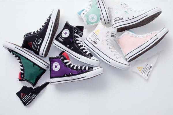 コンバース“破いて楽しむ”二重構造の「オールスター リップレイヤー HI」内側に潜むカラフル生地