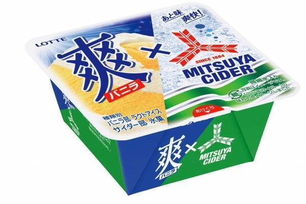 ロッテアイス「爽」×三ツ矢サイダー再登場、バニラとサイダーの爽やかなコンビをシャリッと食感で