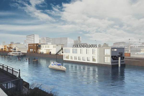 大阪市大正区に新複合商業施設「タグボート大正」フードホールやカフェ＆バー、川に浮かぶホテルも