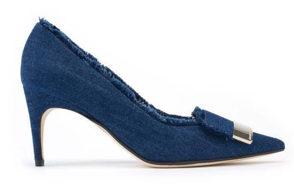 セルジオ ロッシ「sr1」新作デニムシューズ、パンプスやクリスタルを飾ったメリージェーン