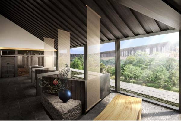 隈研吾の建築デザインホテル「ふふ 奈良」が奈良公園内に - “縁側”着想のリビングなど