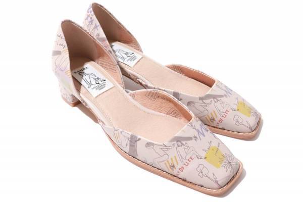 ランダの“イラスト入り”スクエアトゥパンプス、イラストレーターitabamoeとコラボ