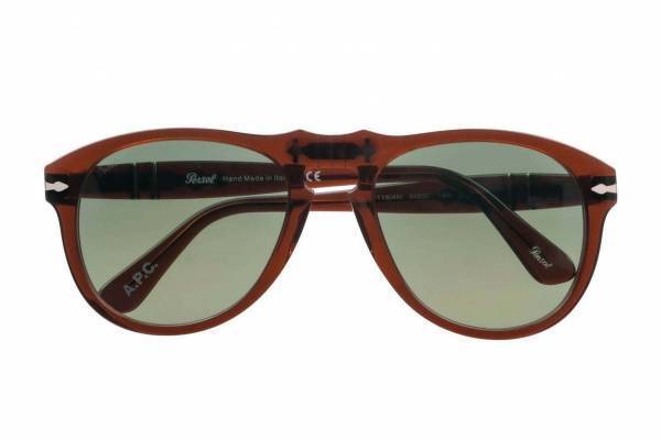 A.P.C.×ペルソールのサングラス、路面電車運転手用モデルをグリーン・ブラウン・ホワイトの3色で