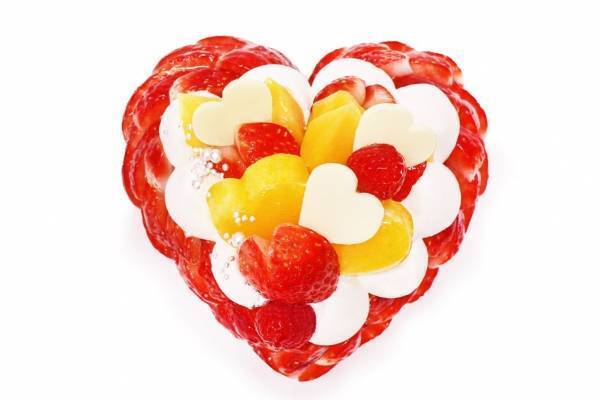 カフェコムサ“「恋みのり」いちご×マンゴー”のハート型ケーキ、ホワイトデー期間限定で