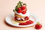 J.S. パンケーキカフェ「苺とフルーツアイスのパンケーキ」苺とアイスをサンドしたハーブ香る一皿