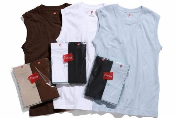 ヘインズ×ビオトープのTシャツ、ユニセックスのモックネック＆ウィメンズTシャツ2型