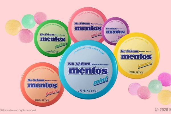 イニスフリー×メントスの限定コスメ「ノーセバム ミネラルパウダー」チェリーやメロンの香り付き