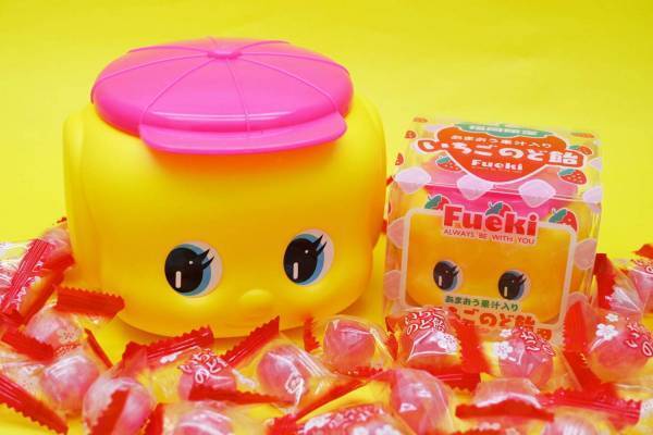 福岡限定「いちごのど飴たっぷり」のフエキくん、人気文房具とキャンディーがコラボ