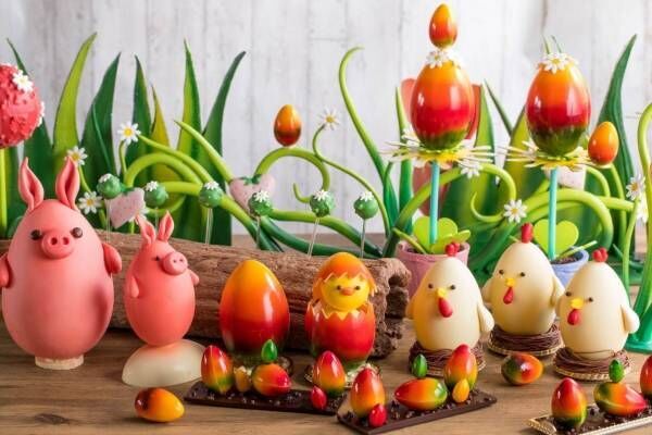 ヒルトン東京のイースターチョコレート、ウサギや卵から顔を出すヒヨコなど動物モチーフ