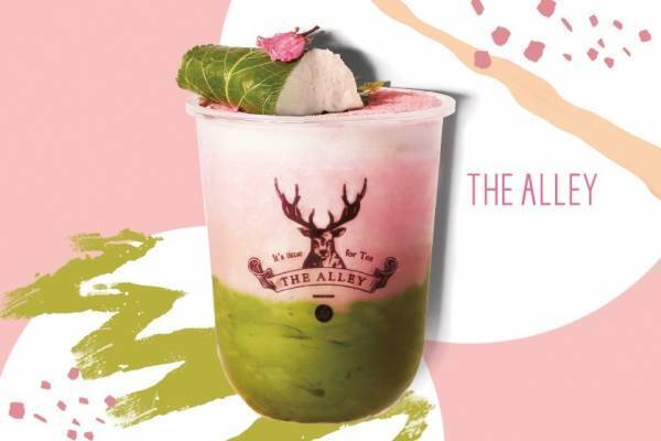 ジ アレイの春限定“さくら”香るソイティースムージー、桜餅風プリンをのせて