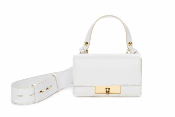 アレキサンダー・マックイーン「ミニスカルロックバッグ」スカルを配した留め具のレザーバッグ