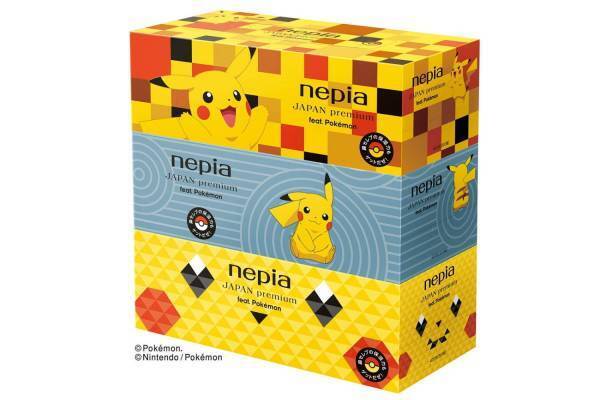 ネピア×ピカチュウ、“鼻セレブ”仕様の限定ボックスティッシュ-市松模様や寄木細工モチーフのパッケージ