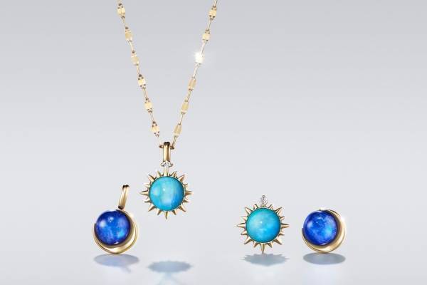 スタージュエリー“月と太陽”モチーフの限定ピアス&ネックレス、鮮やかなカラーストーンで再現