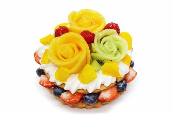 カフェコムサ父の日ケーキ、“バラの花”に見立てたとろけるマンゴー＆キウイ