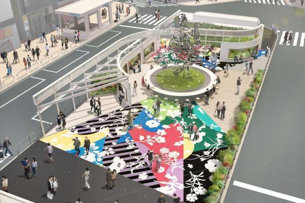 新宿東口駅前広場がリニューアル、7mの巨大モニュメントなどアート中心のコミュニティスペースに
