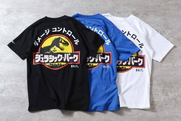 ベイト×ジュラシック・パーク、レトロな“カタカナ”ロゴ入りTシャツ＆ロングスリーブ