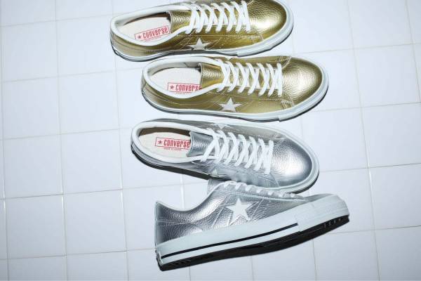 コンバースのスニーカー「ワンスター」新色、ゴールド＆シルバーの上質メタリックレザー