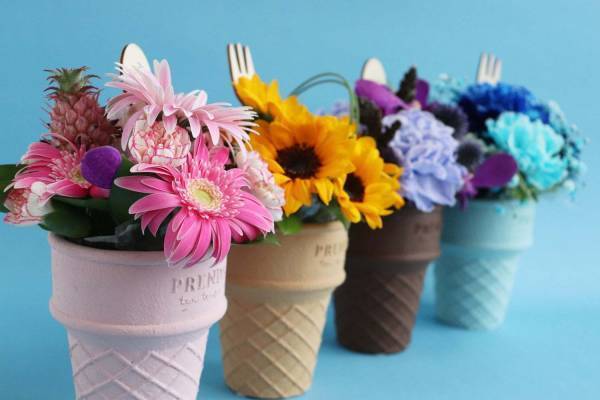 ひまわりやカーネーションが“アイス風”の花束に！「アイスクリームブーケ」原宿カレンド新店で発売