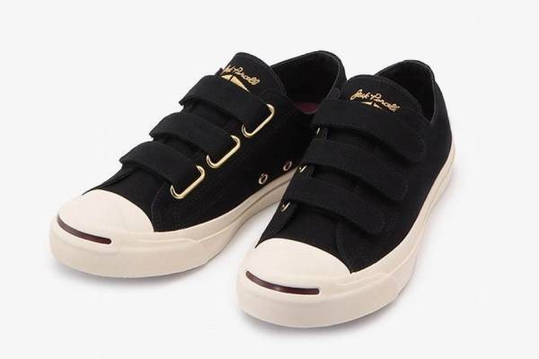 コンバース「ジャックパーセル」3本ベルト仕様の新作スニーカー、ブラック＆ホワイトキャンバスアッパー