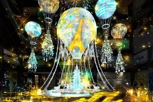 グランフロント大阪のクリスマスイルミネーション、巨大“気球”ツリー＆約40万球のLED輝く街路樹